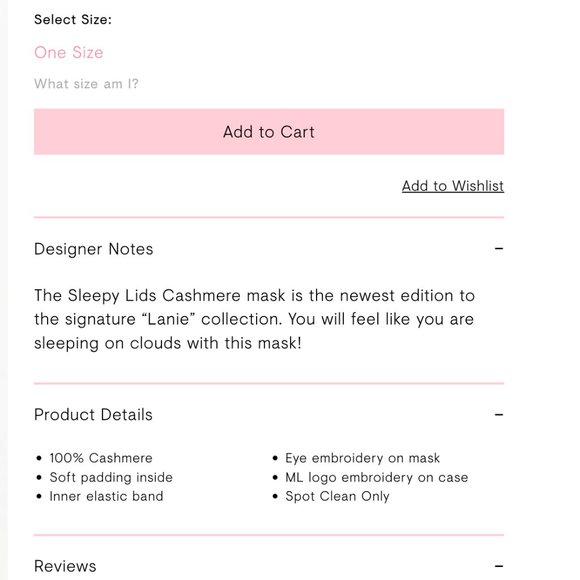 Sleepy Lids Cashmere eye mask set 100% cashmere - Picture 2 of 5